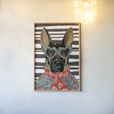 Swag Sheppard Stripe Background by Yvette St. Amant. shown as a paper print in a natural frame. Available as a archival giclee rolled canvas, fine art paper, or poster print. SKU 101262h.