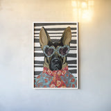 Swag Sheppard Stripe Background by Yvette St. Amant. shown as a paper print in a white frame. Available as a archival giclee rolled canvas, fine art paper, or poster print. SKU 101262h.