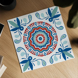 Tex Mex Mandala Tile III by Yvette St. Amant. Shown as a detailed flat fine art print, highlighting archival giclee quality. Available as an archival giclee rolled canvas, fine art paper, or poster print. SKU 101169a.