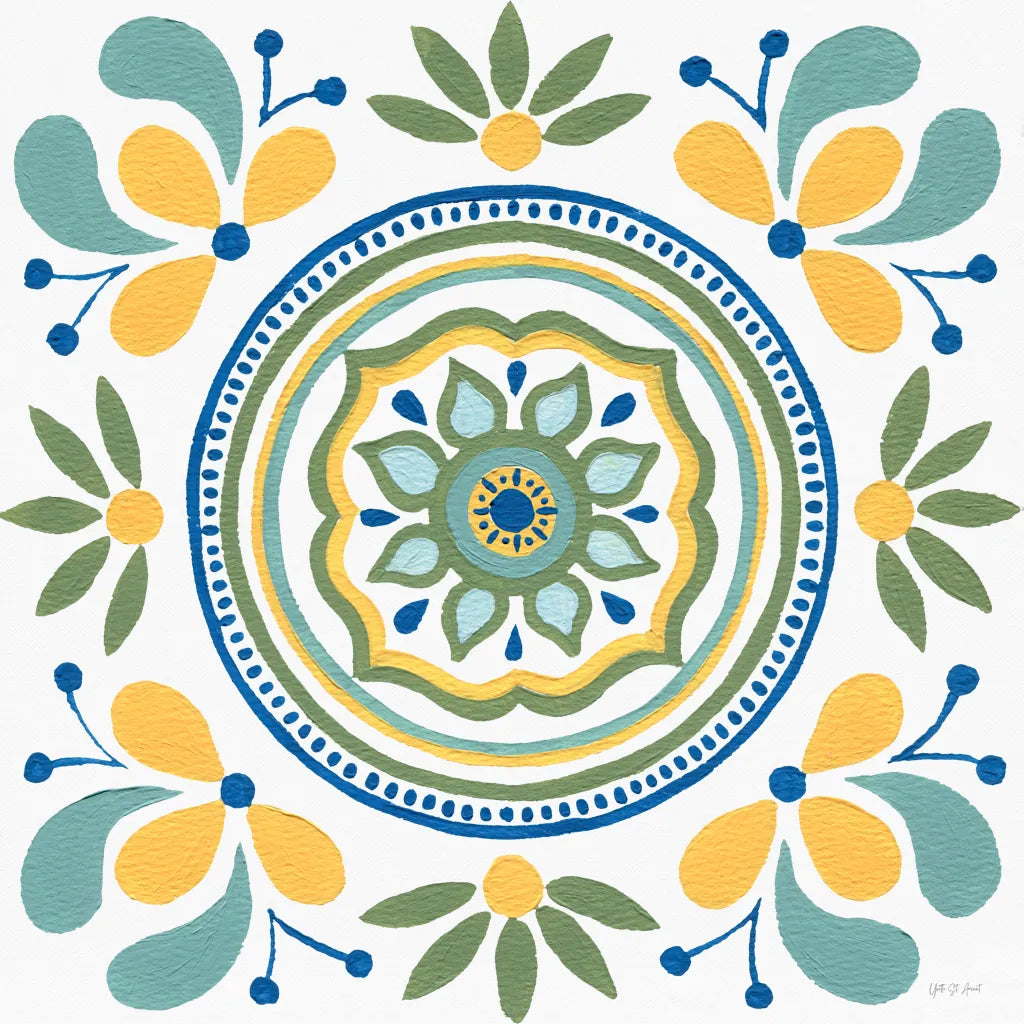 Tex Mex Mandala Tile IV by Yvette St. Amant. SKU 101170a. Archival Giclee Fine art print for wall decor.