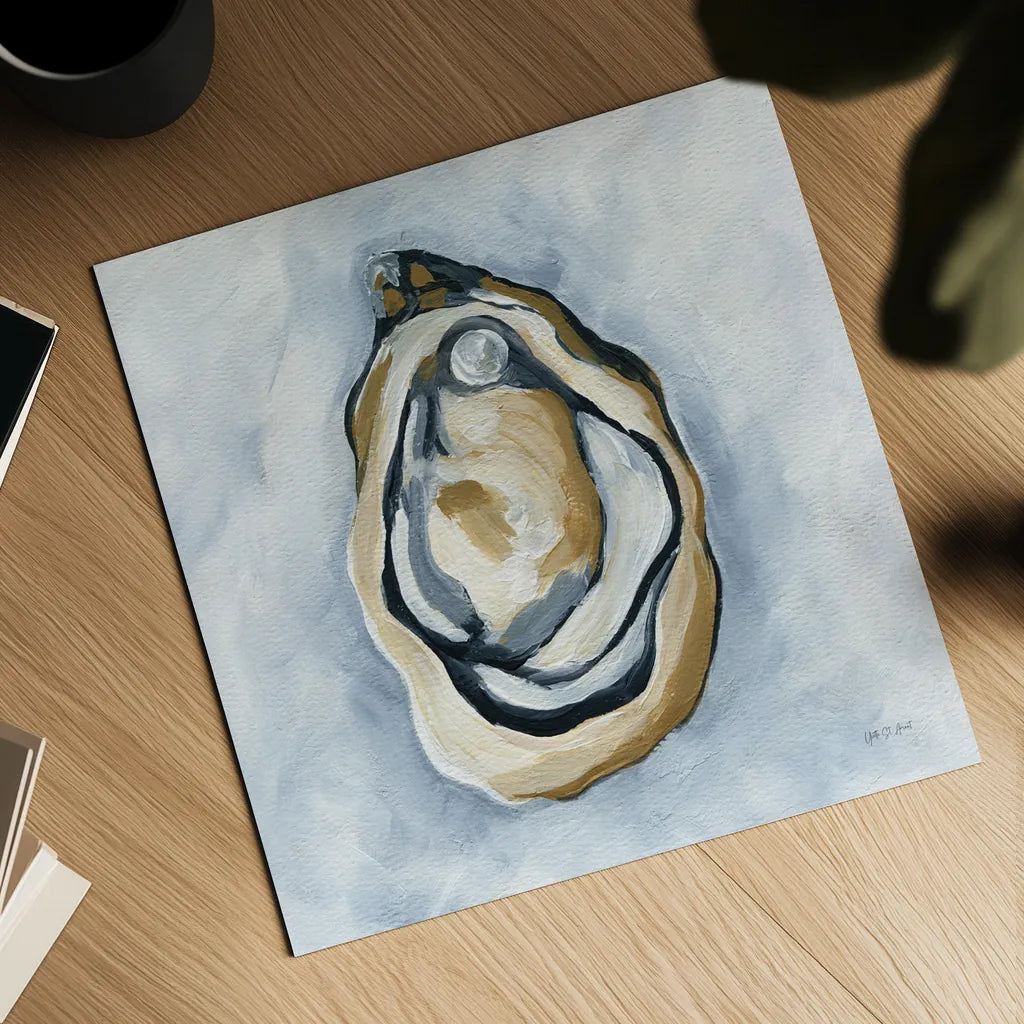 The World is Your Oyster I by Yvette St. Amant. Shown as a detailed flat fine art print, highlighting archival giclee quality. Available as an archival giclee rolled canvas, fine art paper, or poster print. SKU 88202a.
