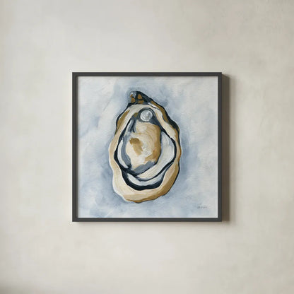 The World is Your Oyster I by Yvette St. Amant. Shown in a sleek black glass frame for a contemporary gallery look. Available as an archival giclee rolled canvas, fine art paper, or poster print. SKU 88202a.