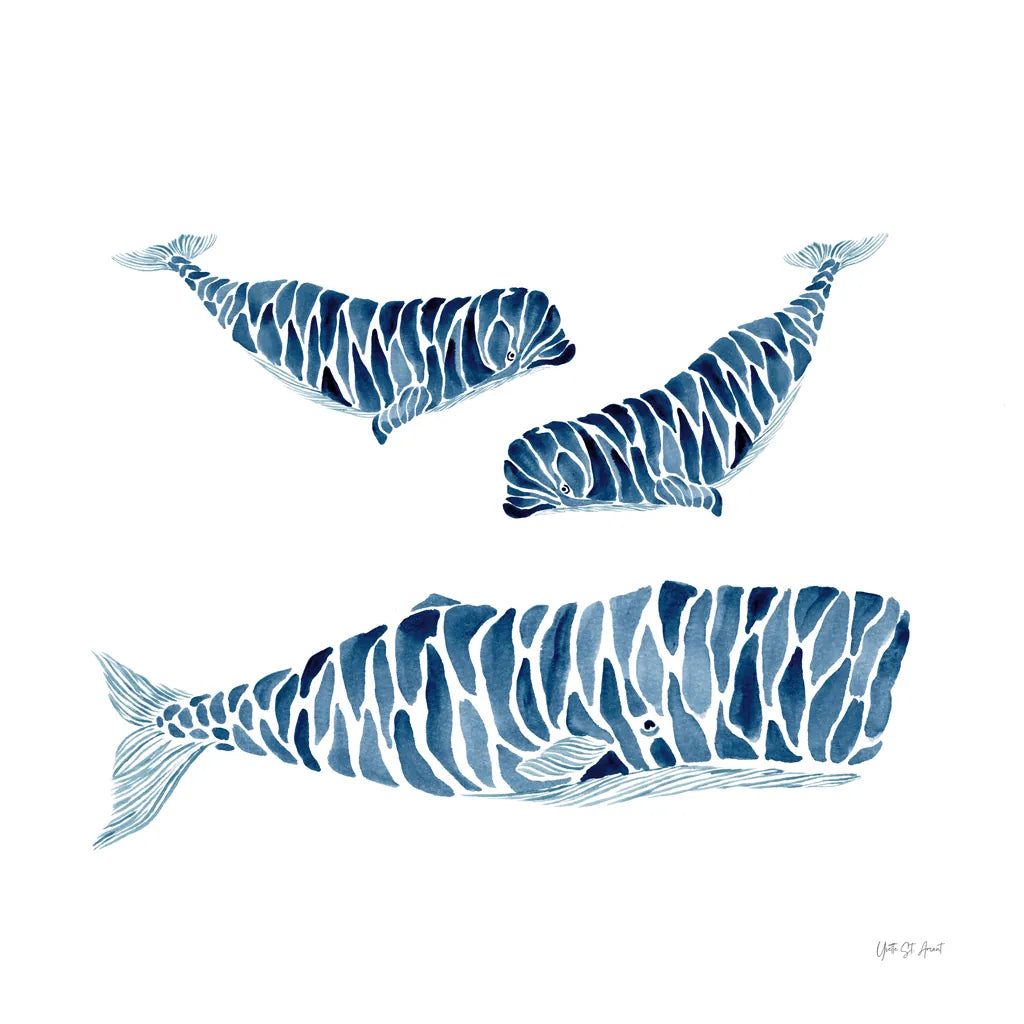 Three Whales by Yvette St. Amant. SKU 90118a. Archival Giclee Fine art print for wall decor.