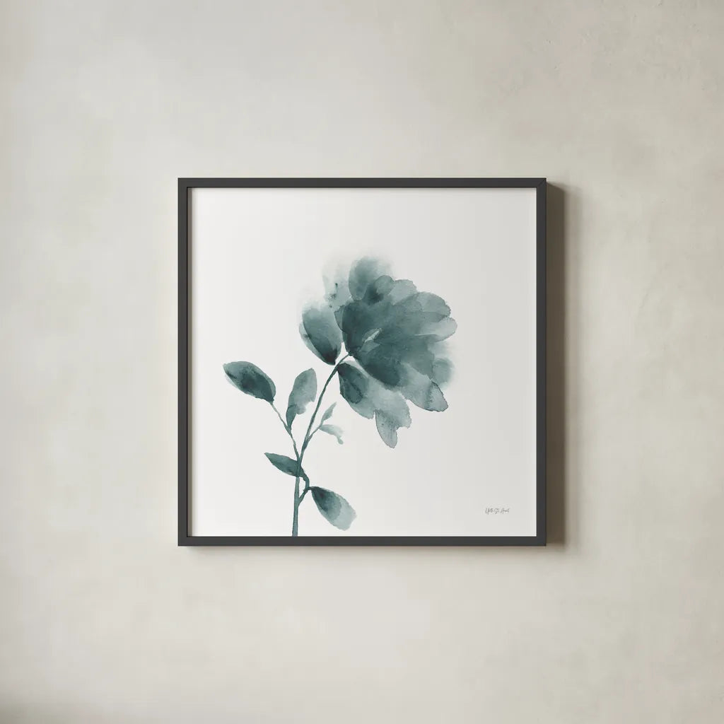 Tranquil Blossom II by Yvette St. Amant. Shown in a sleek black glass frame for a contemporary gallery look. Available as an archival giclee rolled canvas, fine art paper, or poster print. SKU 88196a.