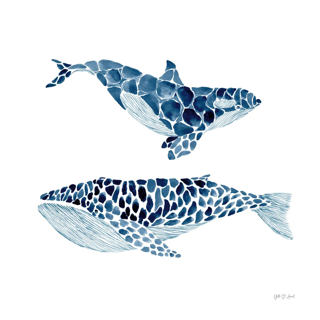 Two Whales by Yvette St. Amant. SKU 90119a. Archival Giclee Fine art print for wall decor.