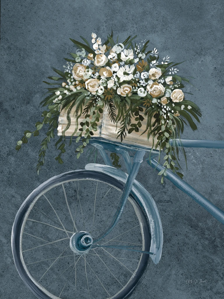 Vintage Bicycle with Florals Denim by Yvette St. Amant