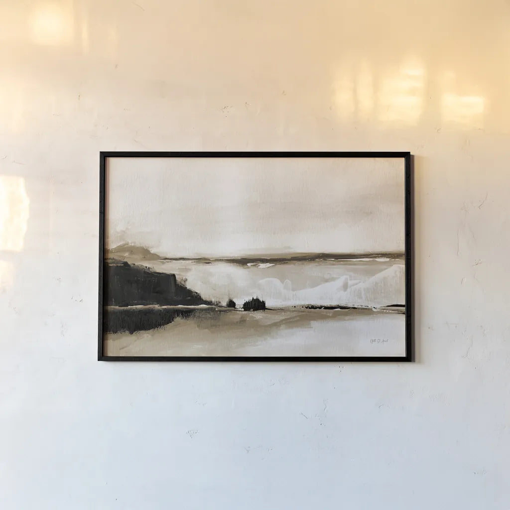 Vintage Landscape Mountainside by Yvette St. Amant. shown as a paper print in a black flame. Available as a archival giclee rolled canvas, fine art paper, or poster print. SKU 88198i.