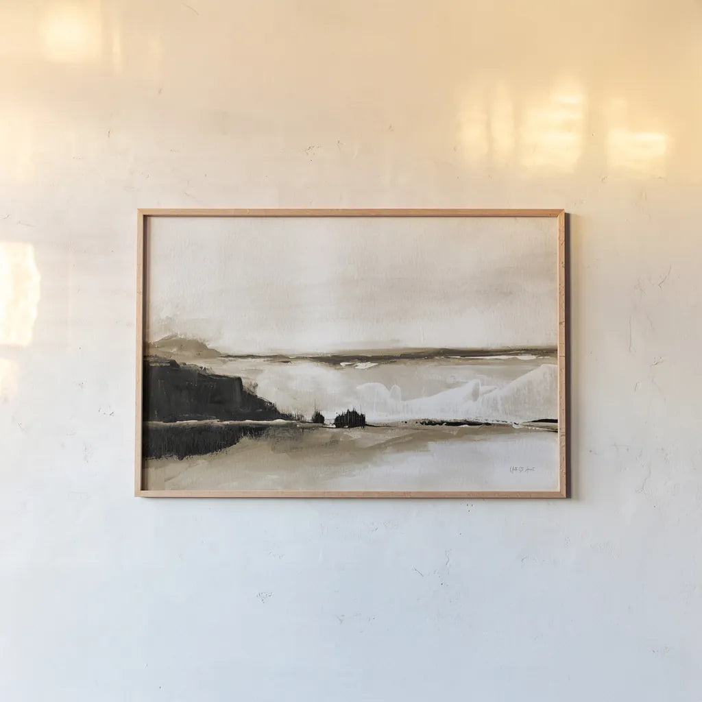 Vintage Landscape Mountainside by Yvette St. Amant. shown as a paper print in a natural frame. Available as a archival giclee rolled canvas, fine art paper, or poster print. SKU 88198i.