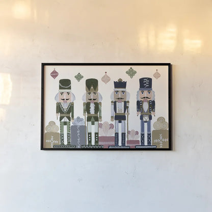 Vintage Nutcrackers I by Yvette St. Amant. shown as a paper print in a black flame. Available as a archival giclee rolled canvas, fine art paper, or poster print. SKU 94711i.