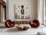 Vintage Nutcrackers V by Yvette St. Amant. Shown as extra-large giant wall art in a modern living room. Available as an archival giclee rolled canvas, fine art paper, or poster print. SKU 94715a.