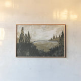 Vintage Rolling Hills by Yvette St. Amant. shown as a paper print in a natural frame. Available as a archival giclee rolled canvas, fine art paper, or poster print. SKU 88213i.