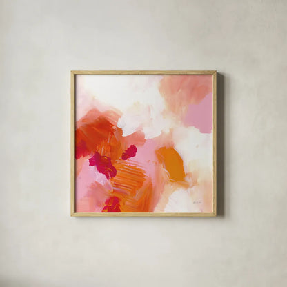 Warmth II by Yvette St. Amant. Shown in a natural wood glass frame for a timeless modern aesthetic. Available as an archival giclee rolled canvas, fine art paper, or poster print. SKU 99019a.