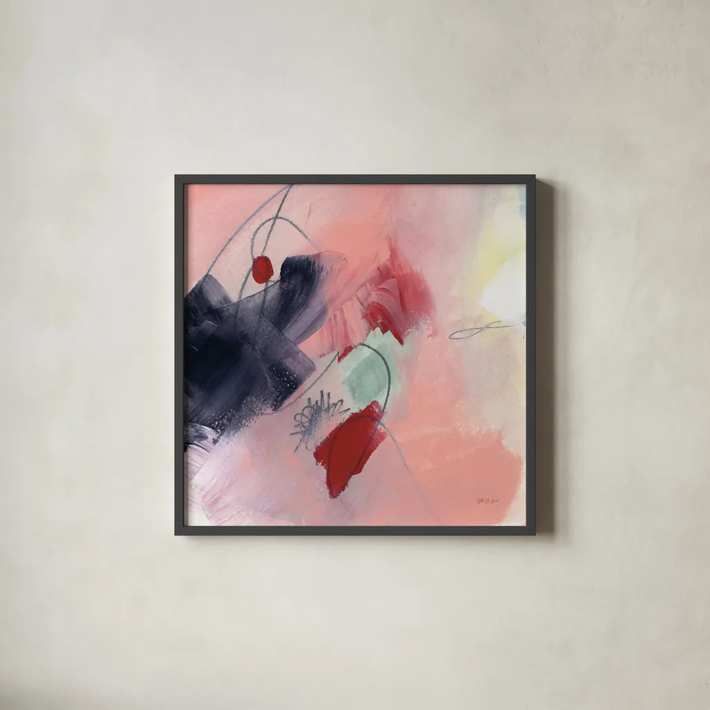 Weekend Retreat I by Yvette St. Amant. Shown in a sleek black glass frame for a contemporary gallery look. Available as an archival giclee rolled canvas, fine art paper, or poster print. SKU 102297a.