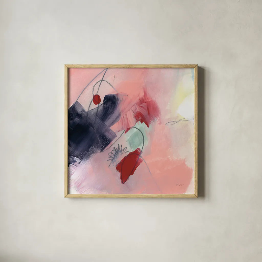 Weekend Retreat I by Yvette St. Amant. Shown in a natural wood glass frame for a timeless modern aesthetic. Available as an archival giclee rolled canvas, fine art paper, or poster print. SKU 102297a.