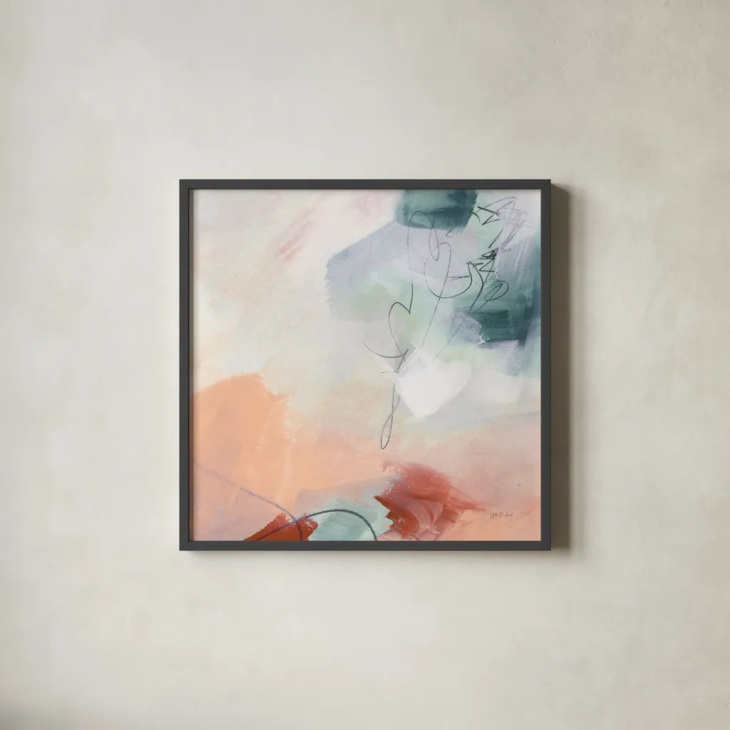 Weekend Retreat II by Yvette St. Amant. Shown in a sleek black glass frame for a contemporary gallery look. Available as an archival giclee rolled canvas, fine art paper, or poster print. SKU 102298a.