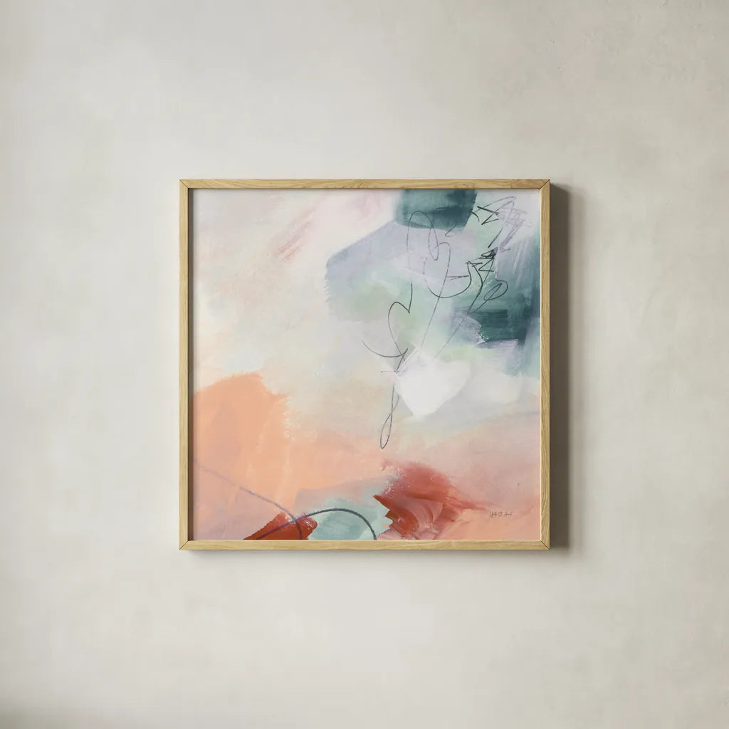 Weekend Retreat II by Yvette St. Amant. Shown in a natural wood glass frame for a timeless modern aesthetic. Available as an archival giclee rolled canvas, fine art paper, or poster print. SKU 102298a.