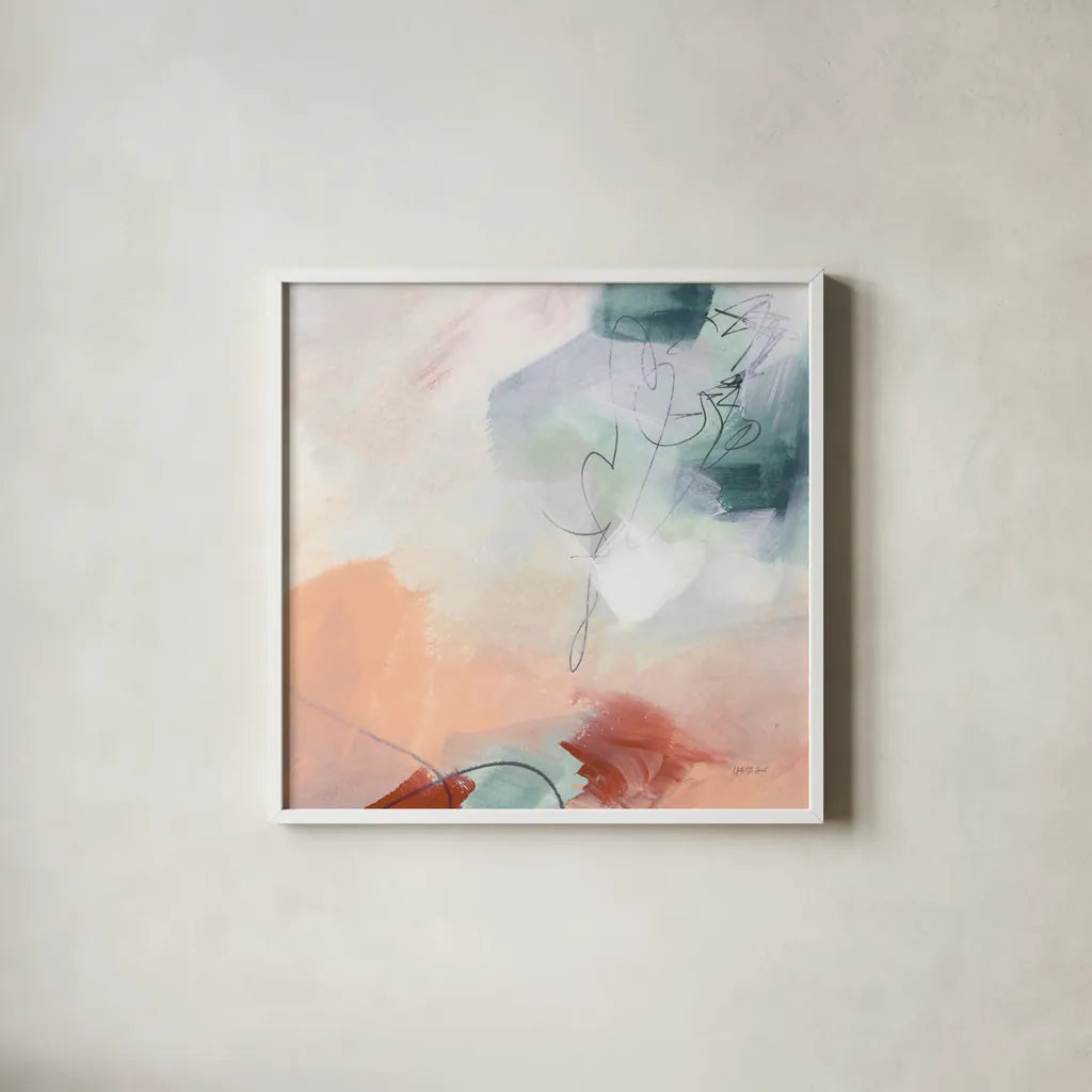 Weekend Retreat II by Yvette St. Amant. Shown in a crisp white glass frame for a clean and minimalist style. Available as an archival giclee rolled canvas, fine art paper, or poster print. SKU 102298a.