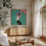 Wild IV Sq by Yvette St. Amant. Shown in a natural wood frame in a cozy modern living room. Available as an archival giclee rolled canvas, fine art paper, or poster print. SKU 89384a.