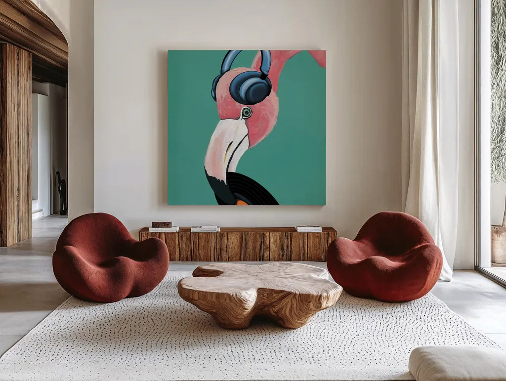 Wild IV Square by Yvette St. Amant. Shown as extra-large giant wall art in a modern living room. Available as an archival giclee rolled canvas, fine art paper, or poster print. SKU 92722a.