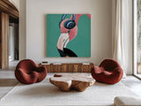 Wild IV Square by Yvette St. Amant. Shown as extra-large giant wall art in a modern living room. Available as an archival giclee rolled canvas, fine art paper, or poster print. SKU 92722a.