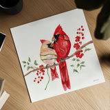 Winterberry Tidings II by Yvette St. Amant. Shown as a detailed flat fine art print, highlighting archival giclee quality. Available as an archival giclee rolled canvas, fine art paper, or poster print. SKU 101223a.