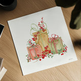 Winterberry Tidings III by Yvette St. Amant. Shown as a detailed flat fine art print, highlighting archival giclee quality. Available as an archival giclee rolled canvas, fine art paper, or poster print. SKU 101224a.