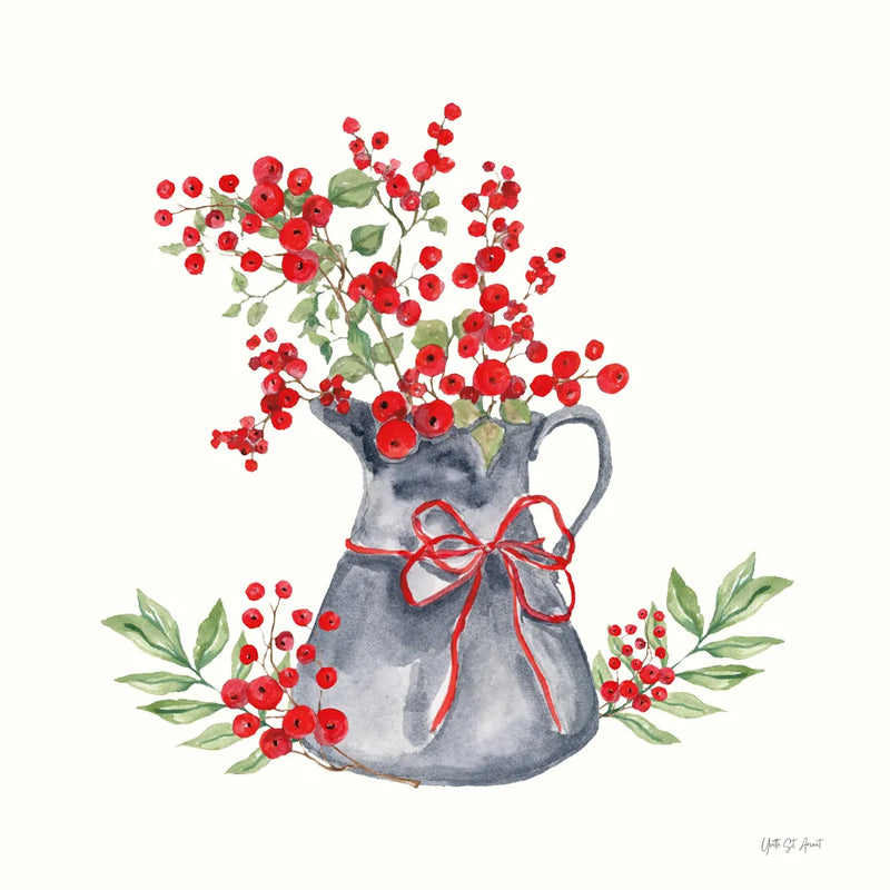 Winterberry Tidings IV by Yvette St. Amant. SKU 101225a. Archival Giclee Fine art print for wall decor.