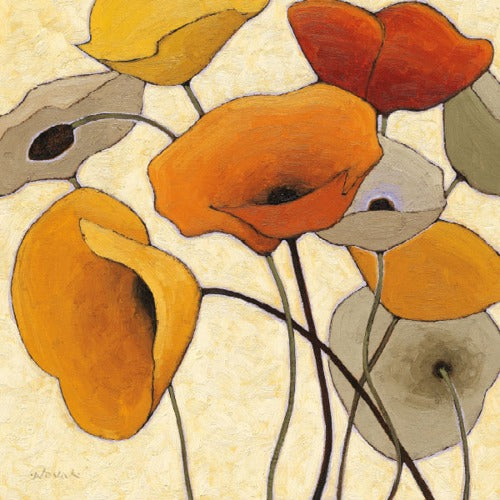 Reproduction of Pumpkin Poppies III by Shirley Novak - Wall Decor Art