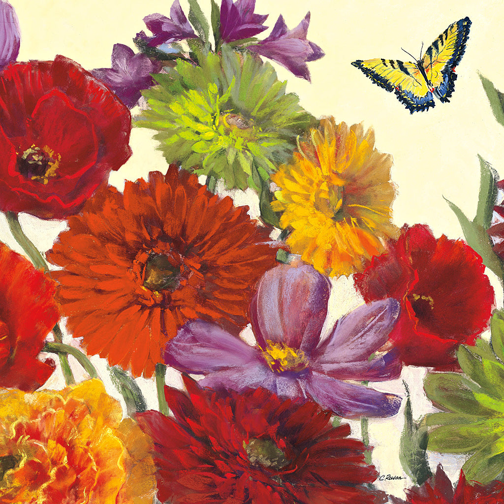 Reproduction of Butterfly Flower Scatter II by Carol Rowan - Wall Decor Art