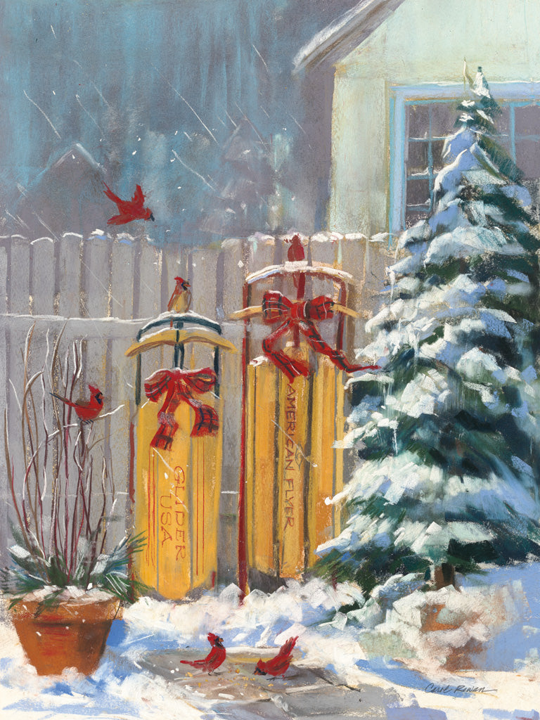 Reproduction of December Sleds by Carol Rowan - Wall Decor Art