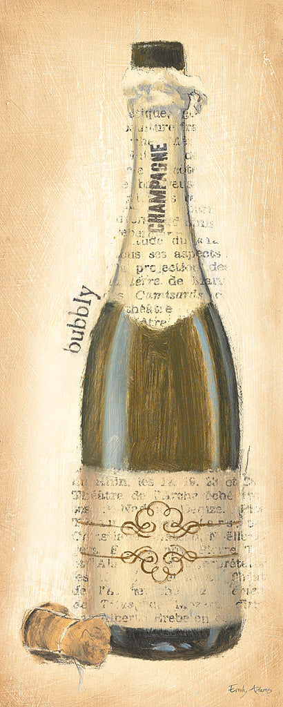 Reproduction of Bubbly Champagne Bottle by Emily Adams - Wall Decor Art