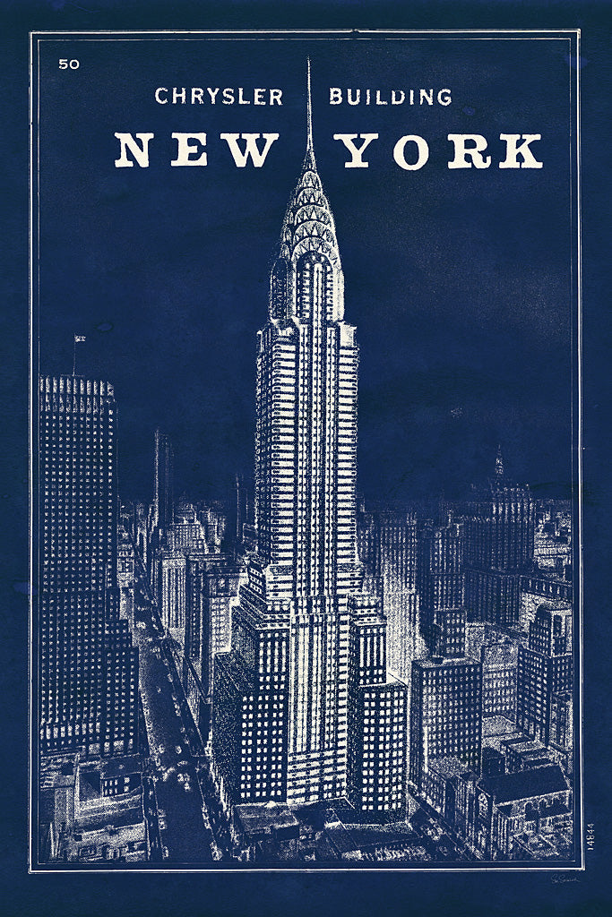 Reproduction of Blueprint New York Chrysler Building by Sue Schlabach - Wall Decor Art