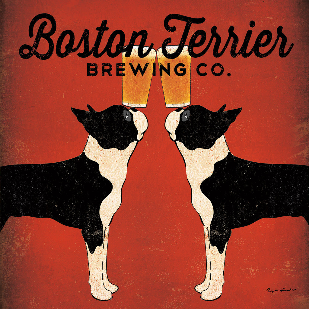 Reproduction of Boston Terrier Brewing Co Square by Ryan Fowler - Wall Decor Art