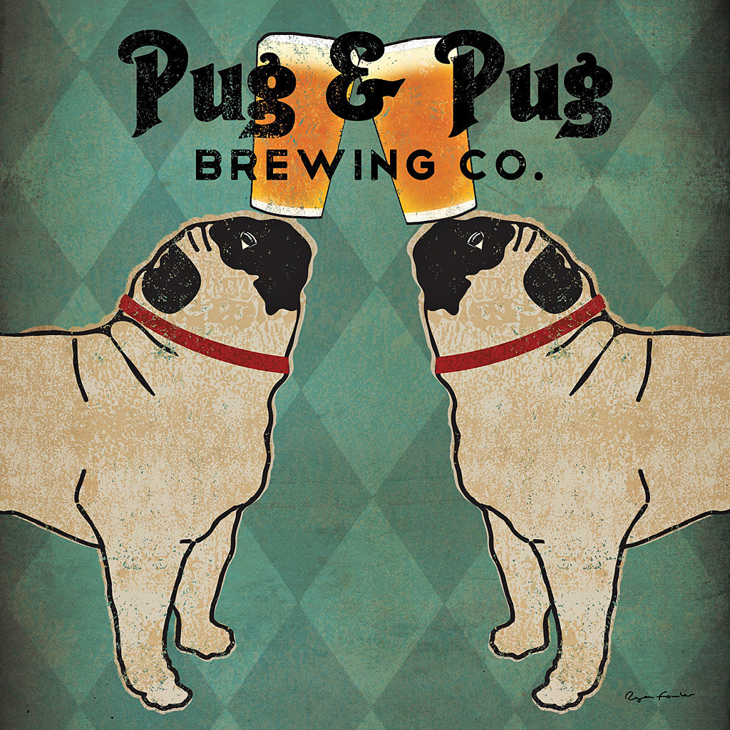 Reproduction of Pug and Pug Brewing Square by Ryan Fowler - Wall Decor Art