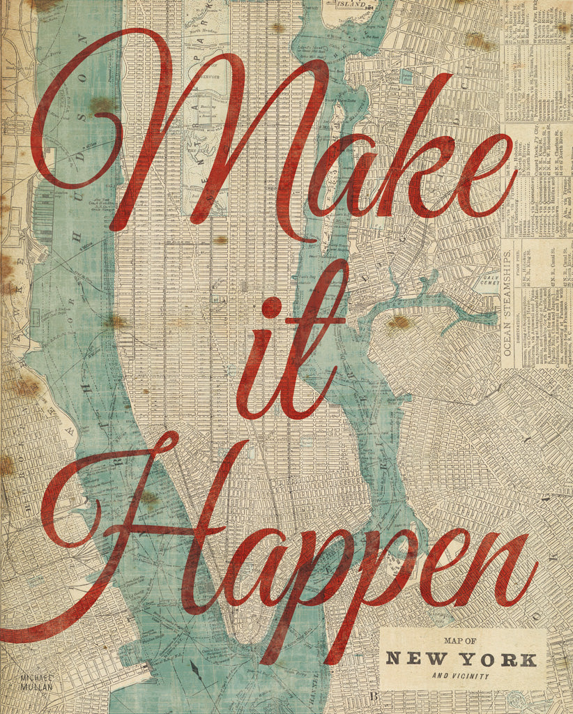 Reproduction of Manhattan Map Inspiration by Michael Mullan - Wall Decor Art