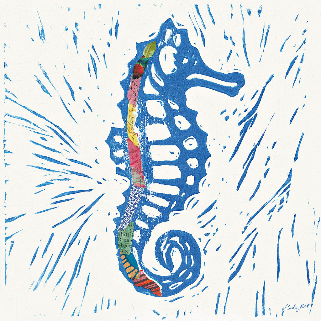 Reproduction of Sea Creature Seahorse Color Square by Courtney Prahl - Wall Decor Art
