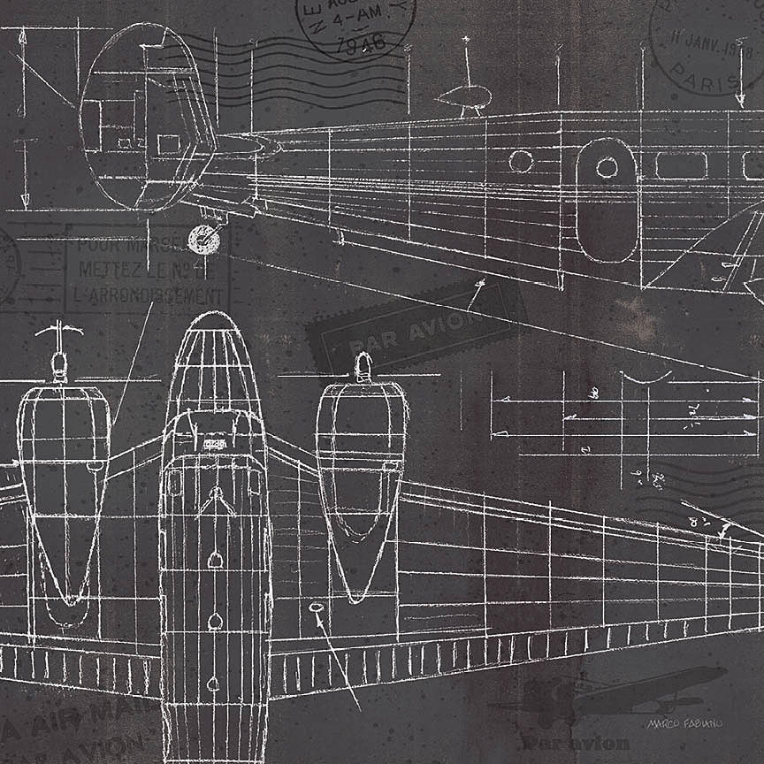 Reproduction of Plane Blueprint II by Marco Fabiano - Wall Decor Art