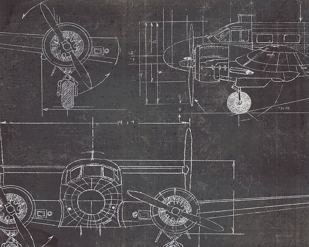 Reproduction of Plane Blueprint III v2 by Marco Fabiano - Wall Decor Art