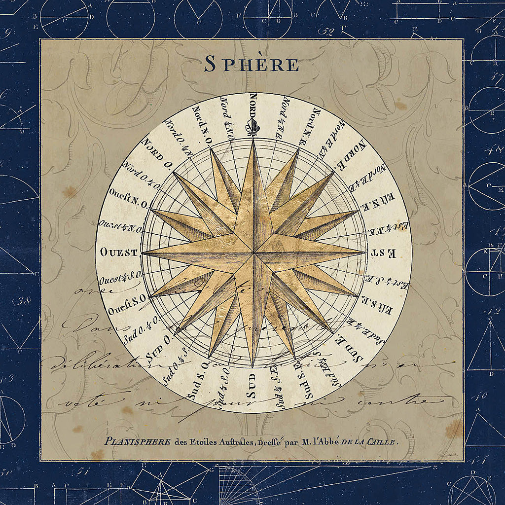 Reproduction of Sphere Compass Blue by Sue Schlabach - Wall Decor Art