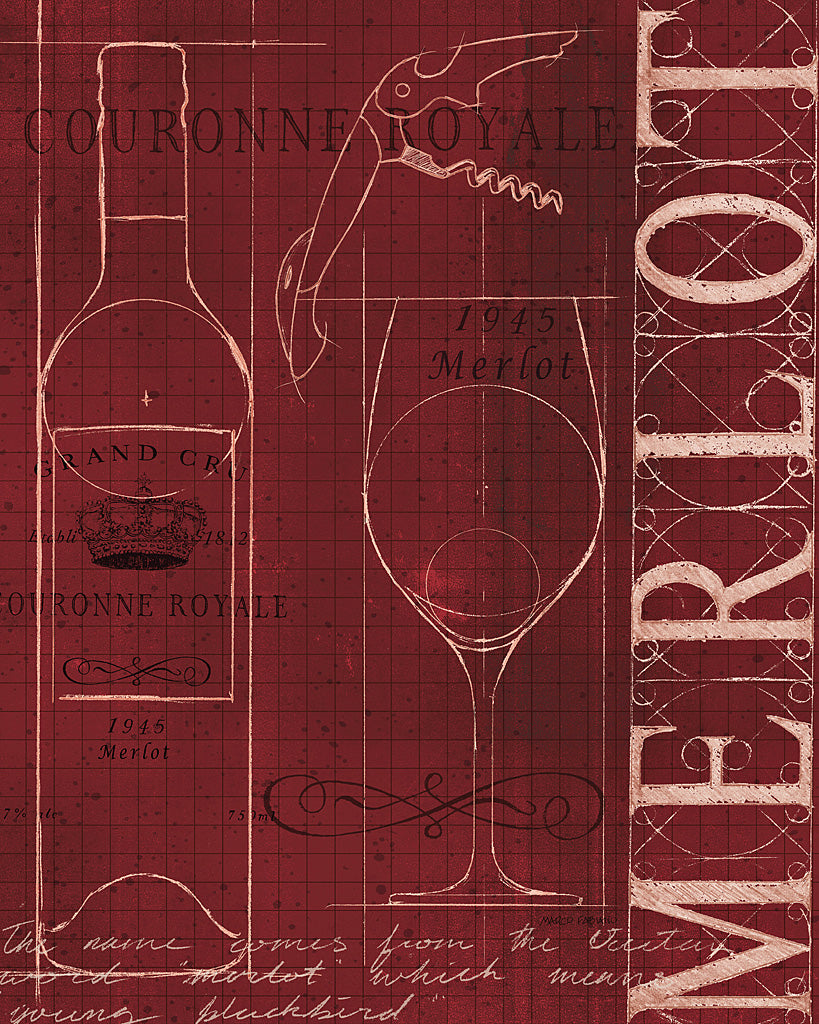 Reproduction of Wine Blueprint II by Marco Fabiano - Wall Decor Art
