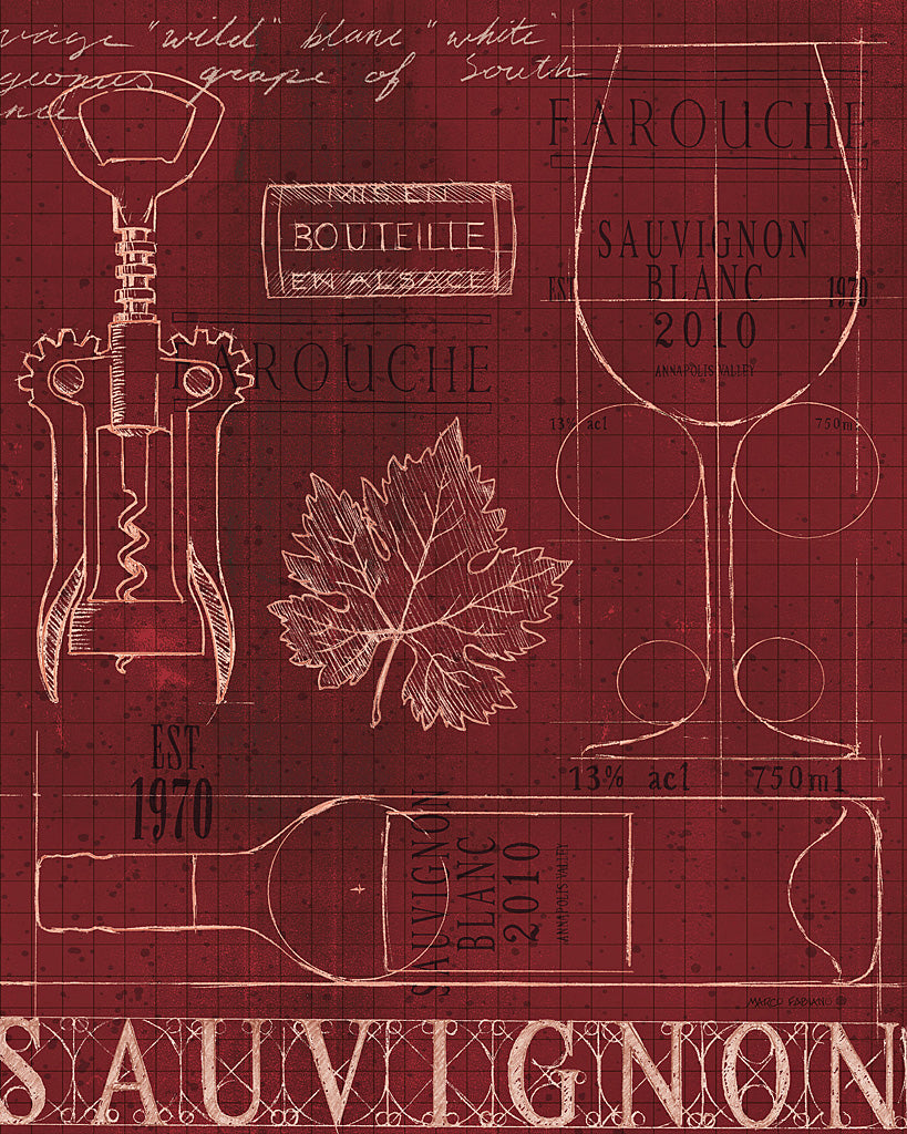 Reproduction of Wine Blueprint IV by Marco Fabiano - Wall Decor Art