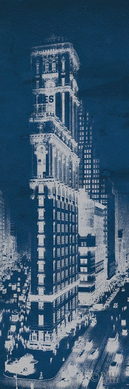 Reproduction of Times Square Postcard Blueprint Panel by Wild Apple Portfolio - Wall Decor Art
