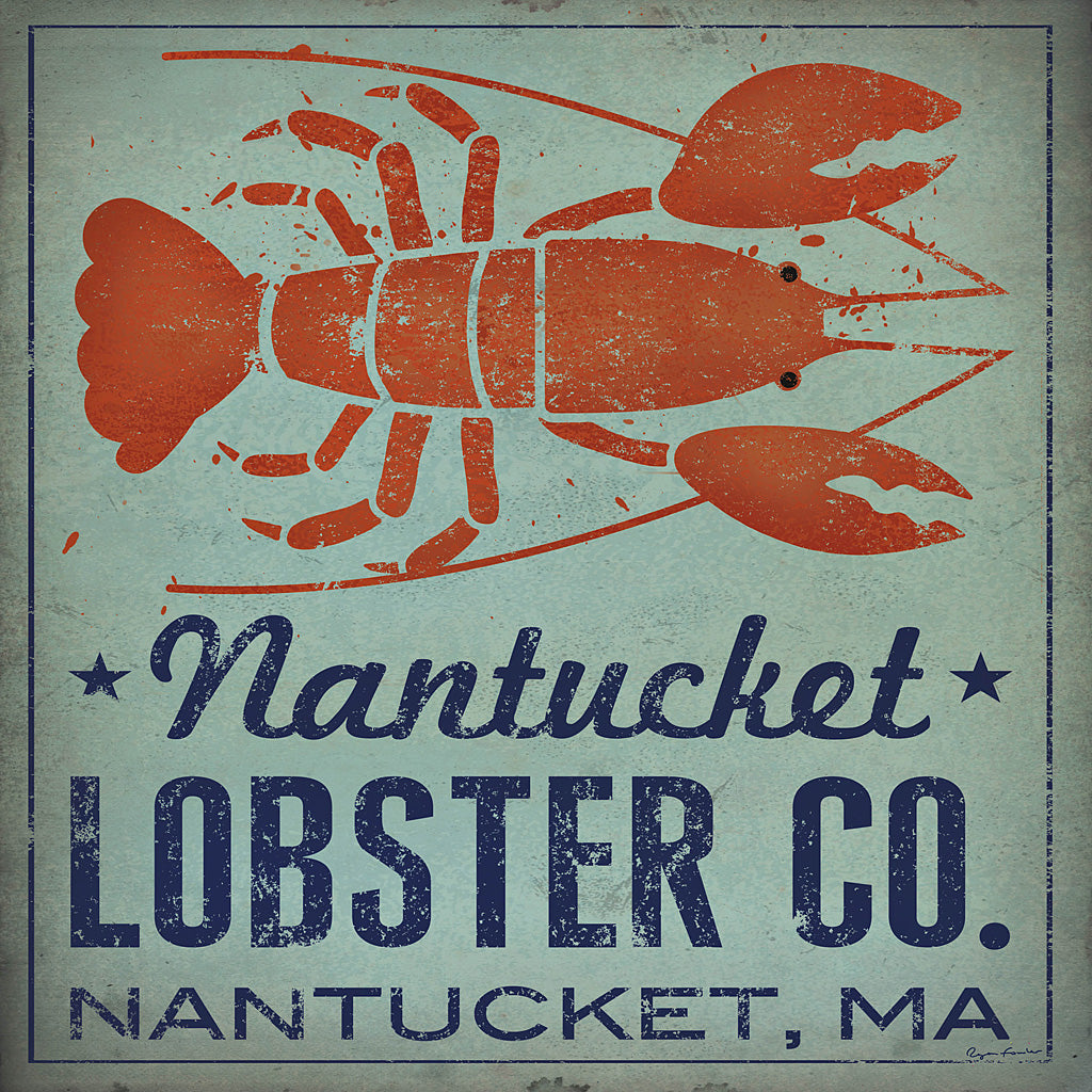 Reproduction of Nantucket Lobster Square by Ryan Fowler - Wall Decor Art