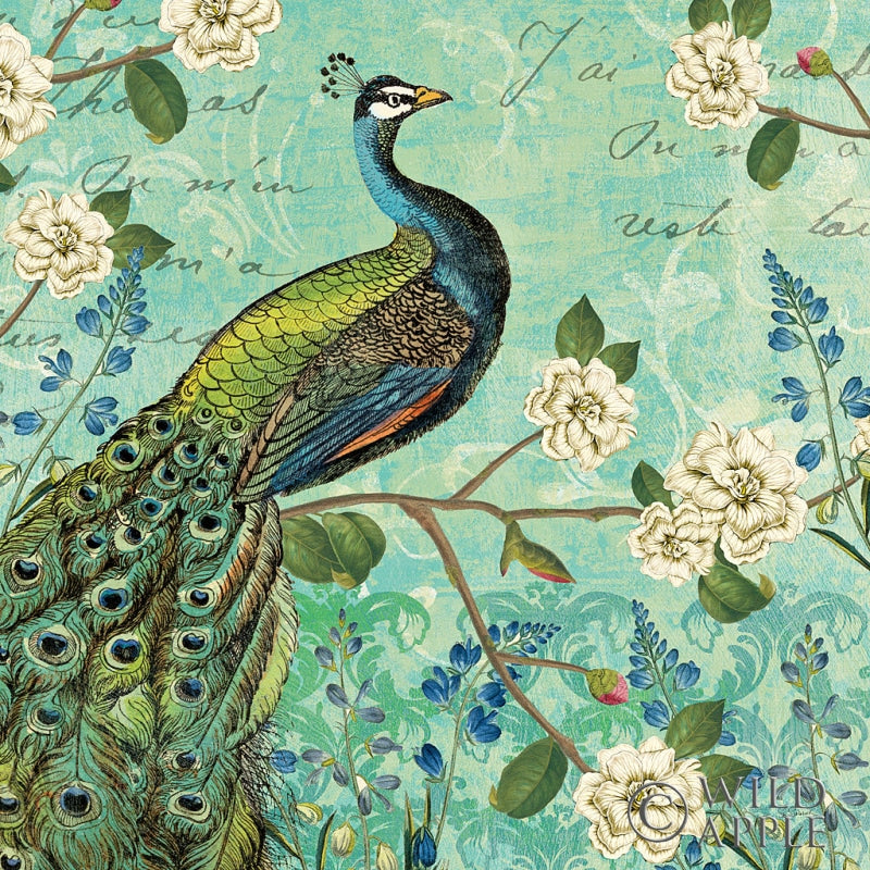 Reproduction of Peacock Arbor V Blue by Sue Schlabach - Wall Decor Art