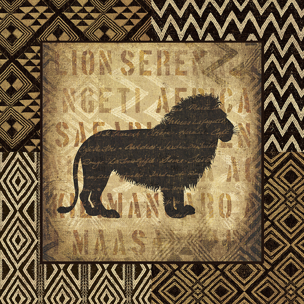 Reproduction of African Wild Lion Border by Wild Apple Portfolio - Wall Decor Art