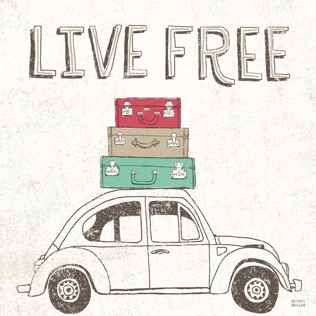 Reproduction of Road Trip Beetle Luggage by Michael Mullan - Wall Decor Art