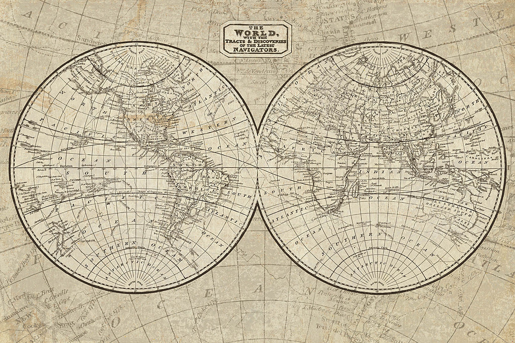 Reproduction of World Map by Wild Apple Portfolio - Wall Decor Art