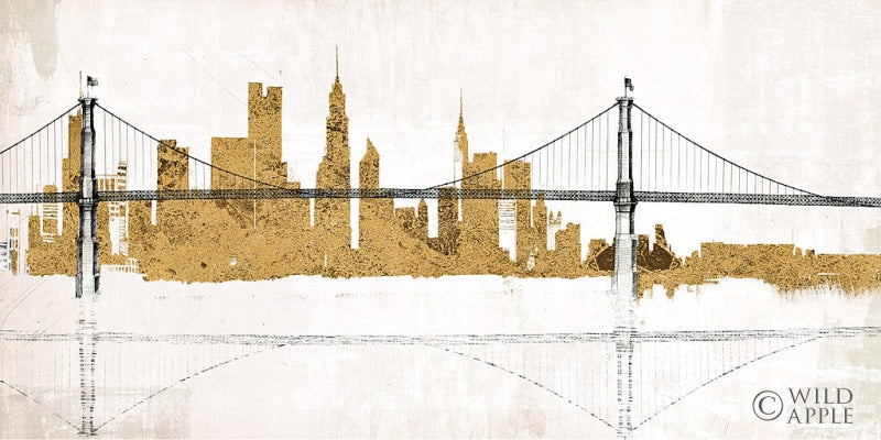 Reproduction of Bridge and Skyline Gold by Avery Tillmon - Wall Decor Art