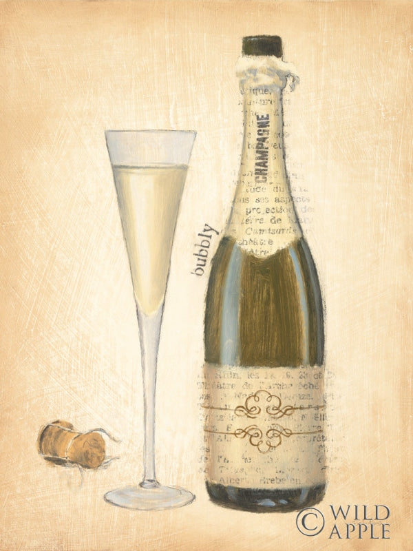 Reproduction of Bubbly Champagne by Emily Adams - Wall Decor Art