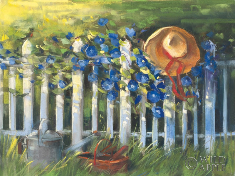 Reproduction of Morning Glories on the Fence by Carol Rowan - Wall Decor Art